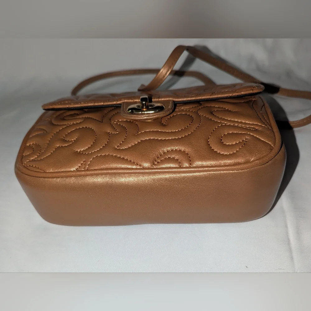 LJS Collection Chic Quilted Tan Crossbody Bag